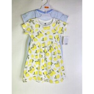Hudson Baby Toddler Cotton Dress 2 Pack Lemons Stripes Girls Size 3T